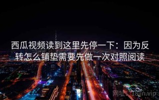 西瓜视频读到这里先停一下：因为反转怎么铺垫需要先做一次对照阅读